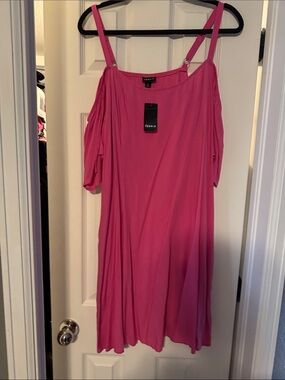 torrid Hot Pink Cold-Shoulder Swing Mini Dress
